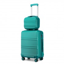 K1871-1L - Kono Zestaw walizek ABS na 4 koła z kosmetyczką - turkusowy